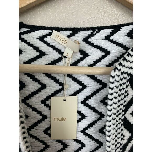 Maje Miami Knit Cropped Cardigan Chevron Zigzag 3 - Picture 4 of 10